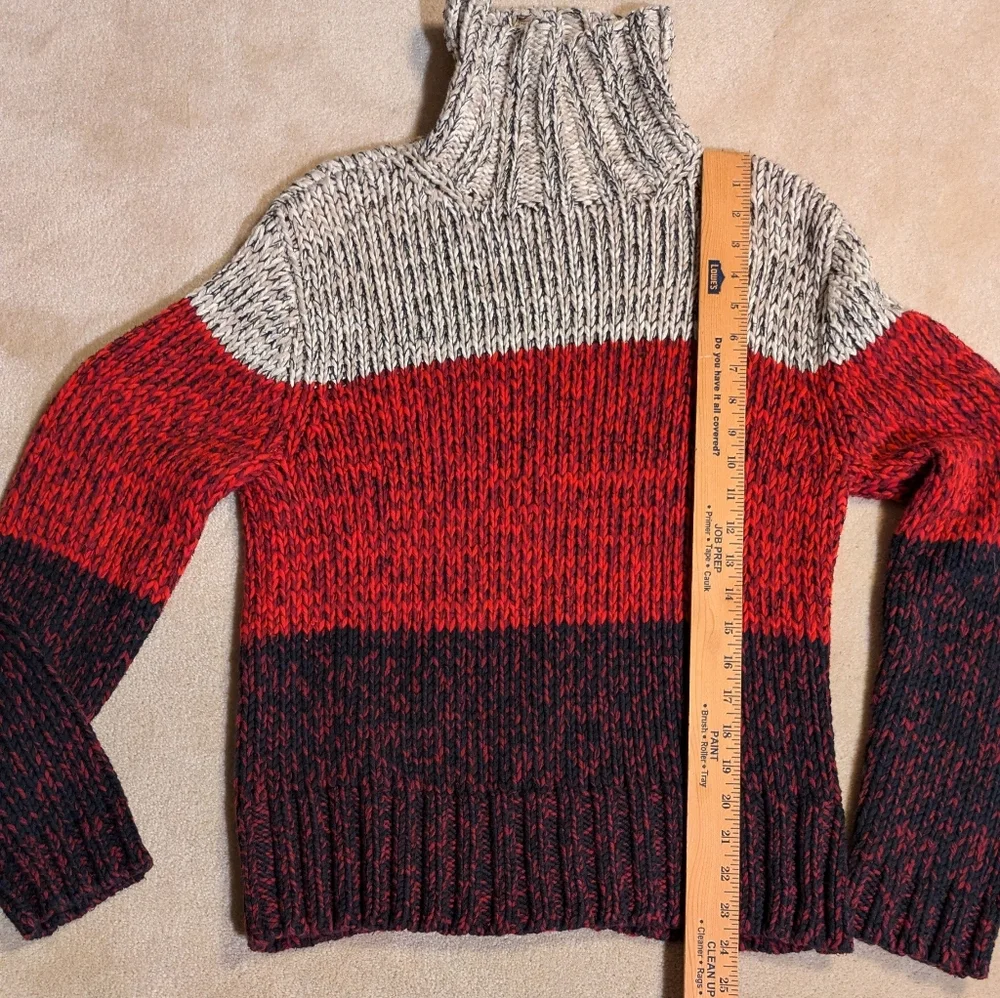 Women's SOblue Sigrid Olsen Chunky Knit Color Block Turtleneck Sweater| Size‎ M